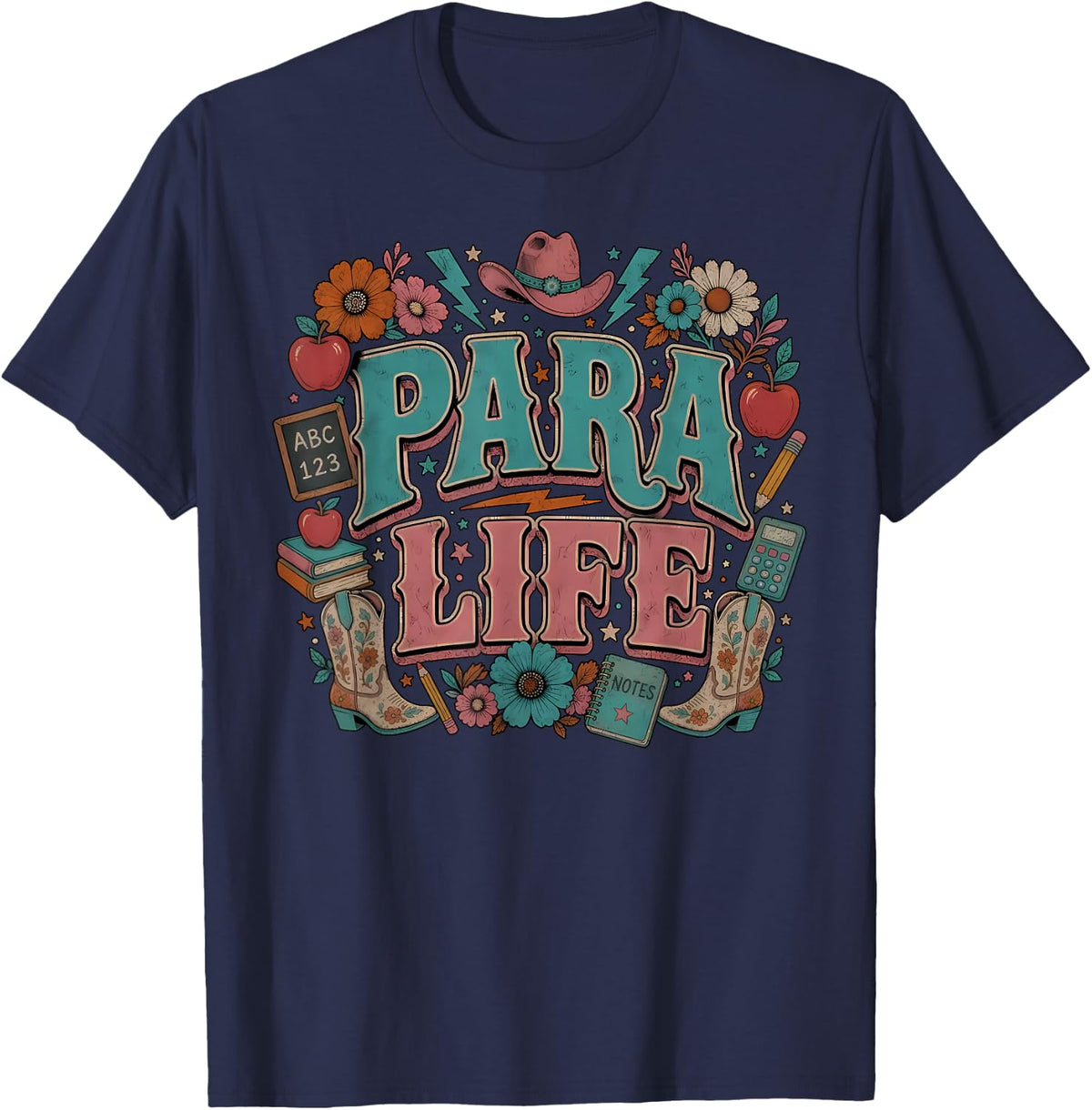 para Squad Paraprofessional Western Country Back to School T-Shirt - Navy Blue