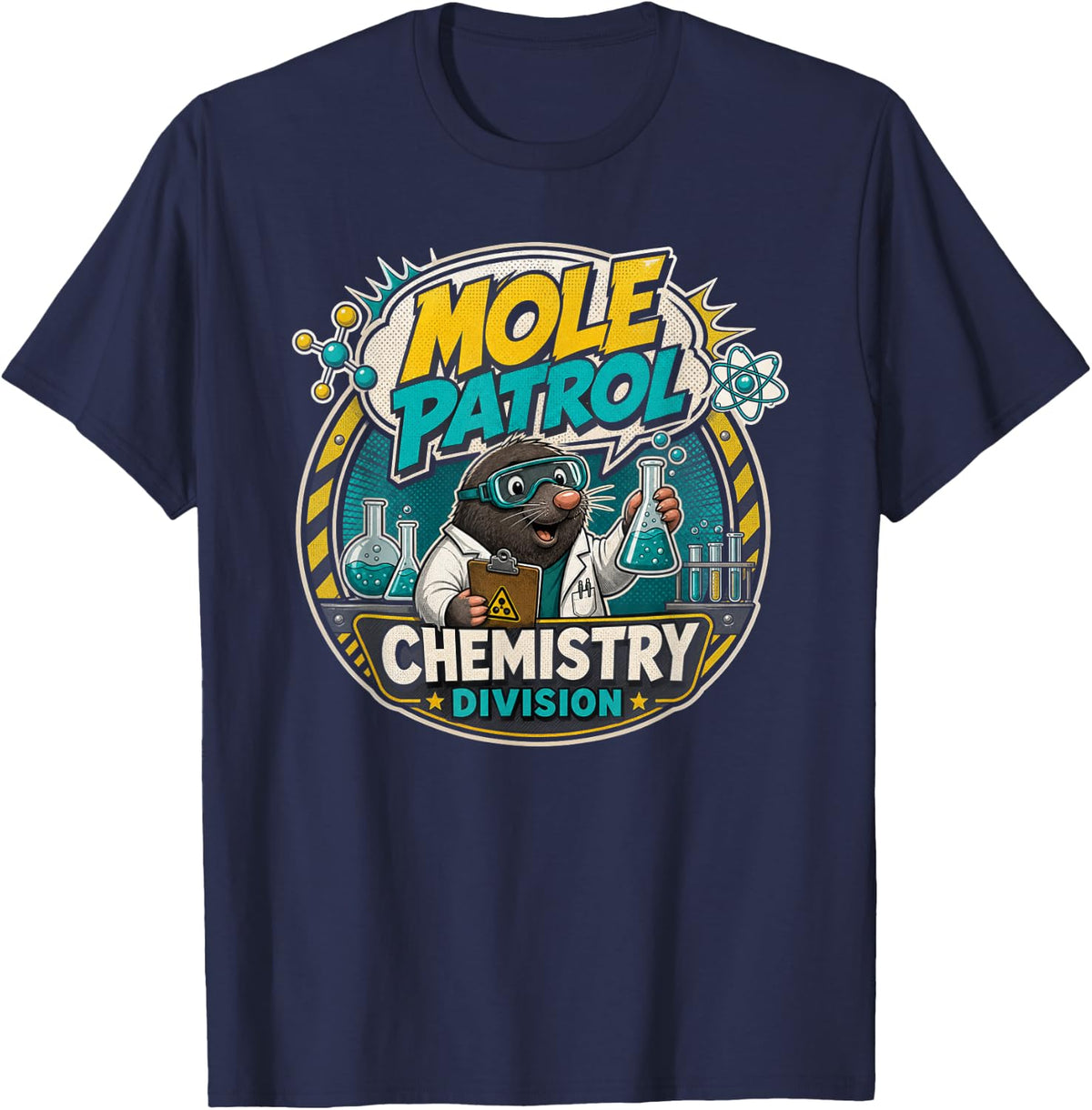 Mole Day Chemistry Mole Patrol T-Shirt - Navy Blue