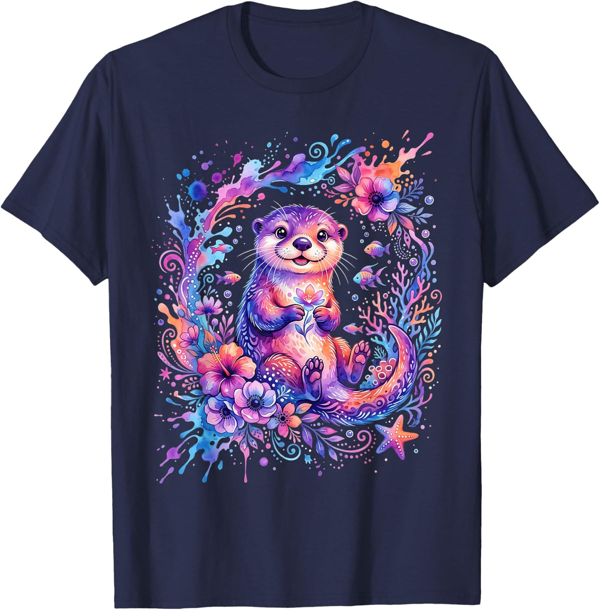 Otter Cute T-Shirt - Navy Blue