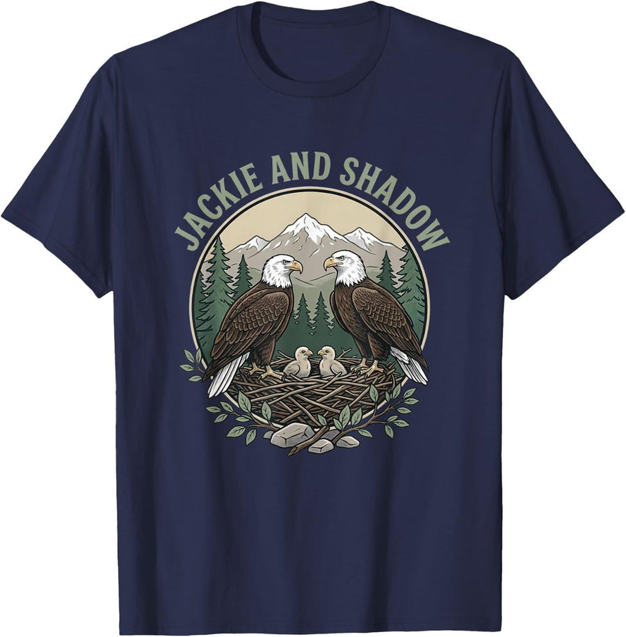 Jackie and Shadow Bald Eagle Nest Nature Wildlife Women T-Shirt - Navy Blue