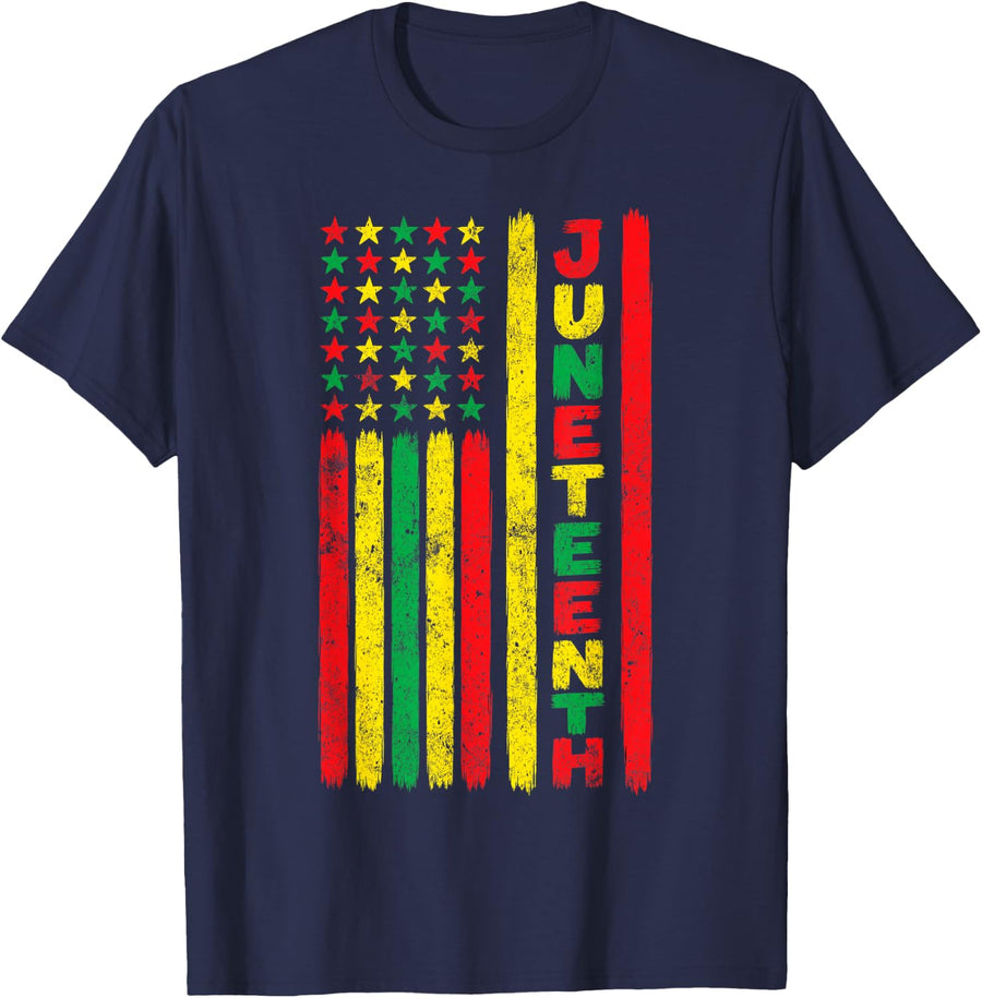 Juneteenth African American Flag Africa Black Culture T-Shirt - Navy Blue