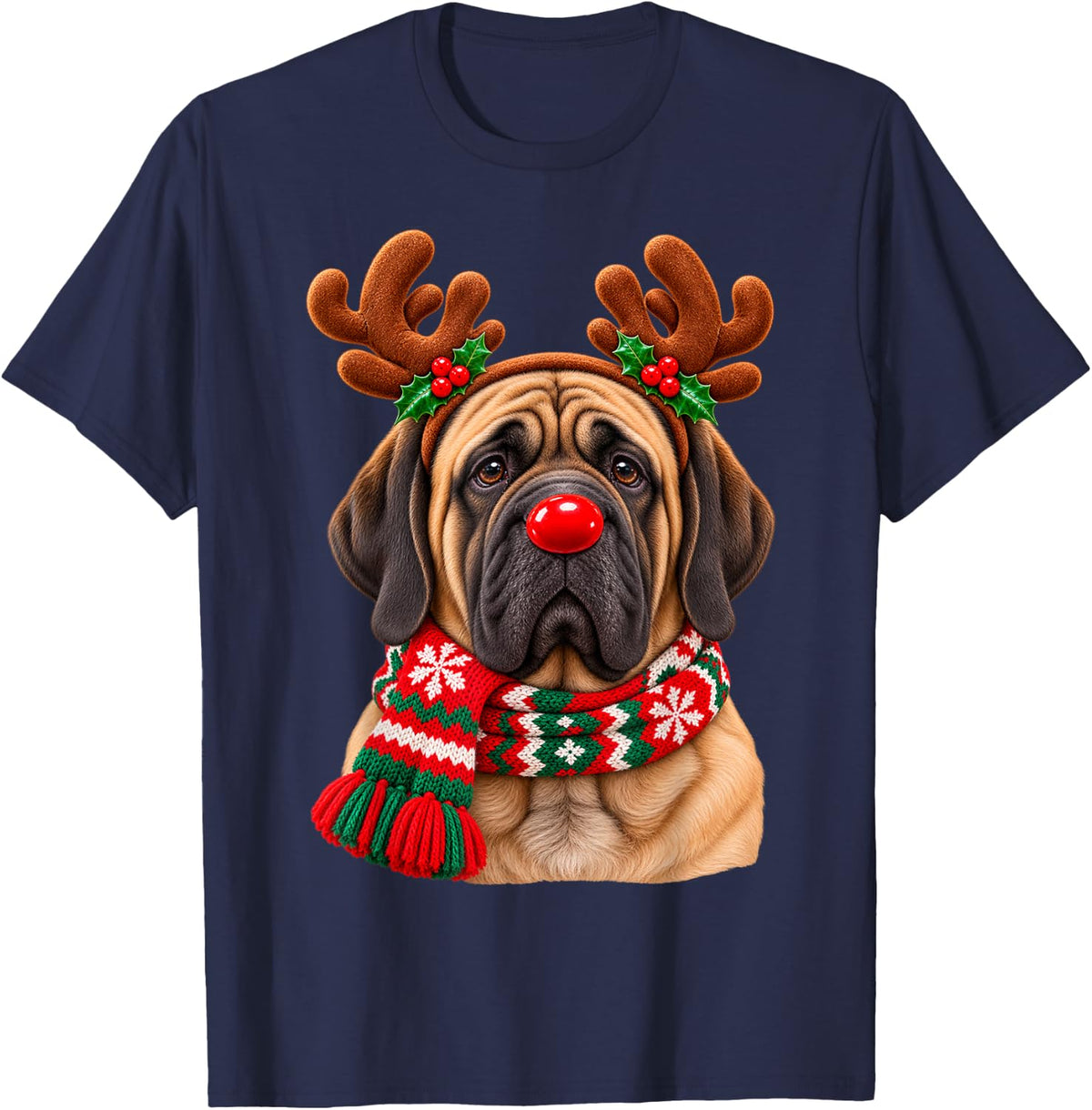 Christmas Mastiff Reindeer Dog Lover Mastiff Mom T-Shirt - Navy Blue