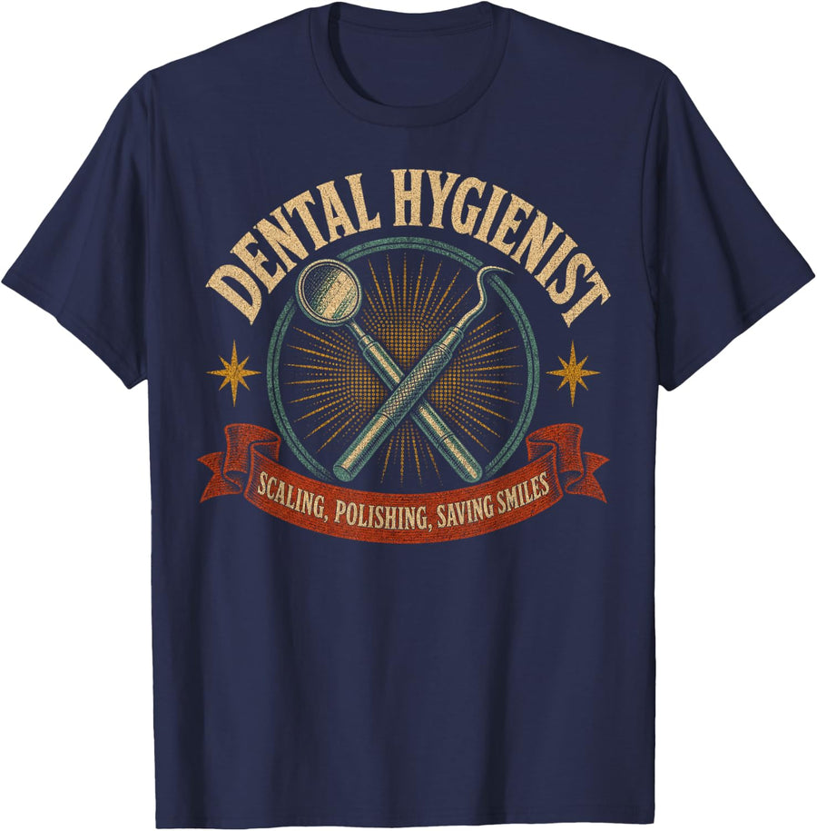 Dental Hygienist Scaling Polishing Saving T-Shirt - Navy Blue