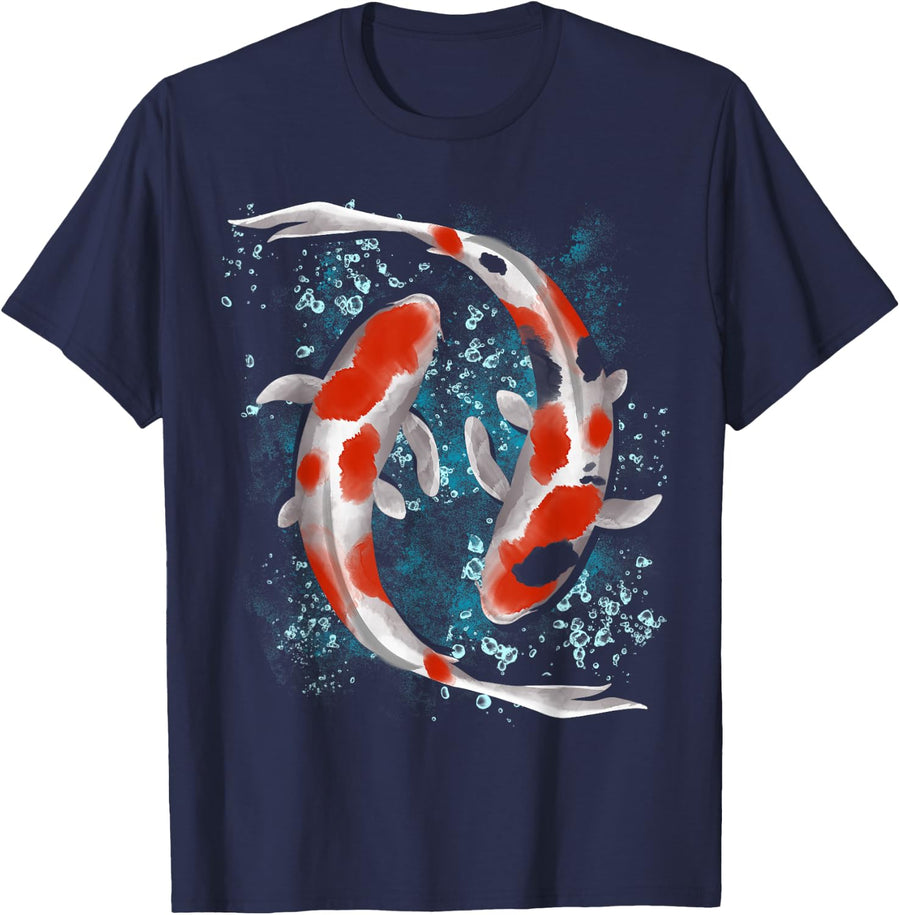 Koi Fish Japanese Koi Japan Nishikigoi Amur Carp T-Shirt - Navy Blue
