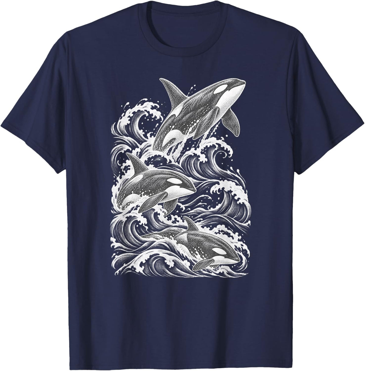 Orca Killer Whale Pod Wildlife T-Shirt - Navy Blue