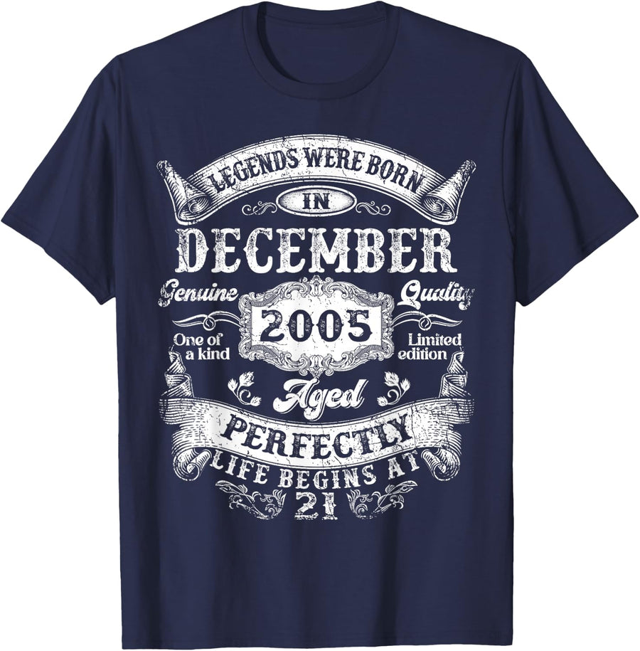 Legends were Born in December 2005 Vintage 21st Birthday Men T-Shirt - Navy Blue