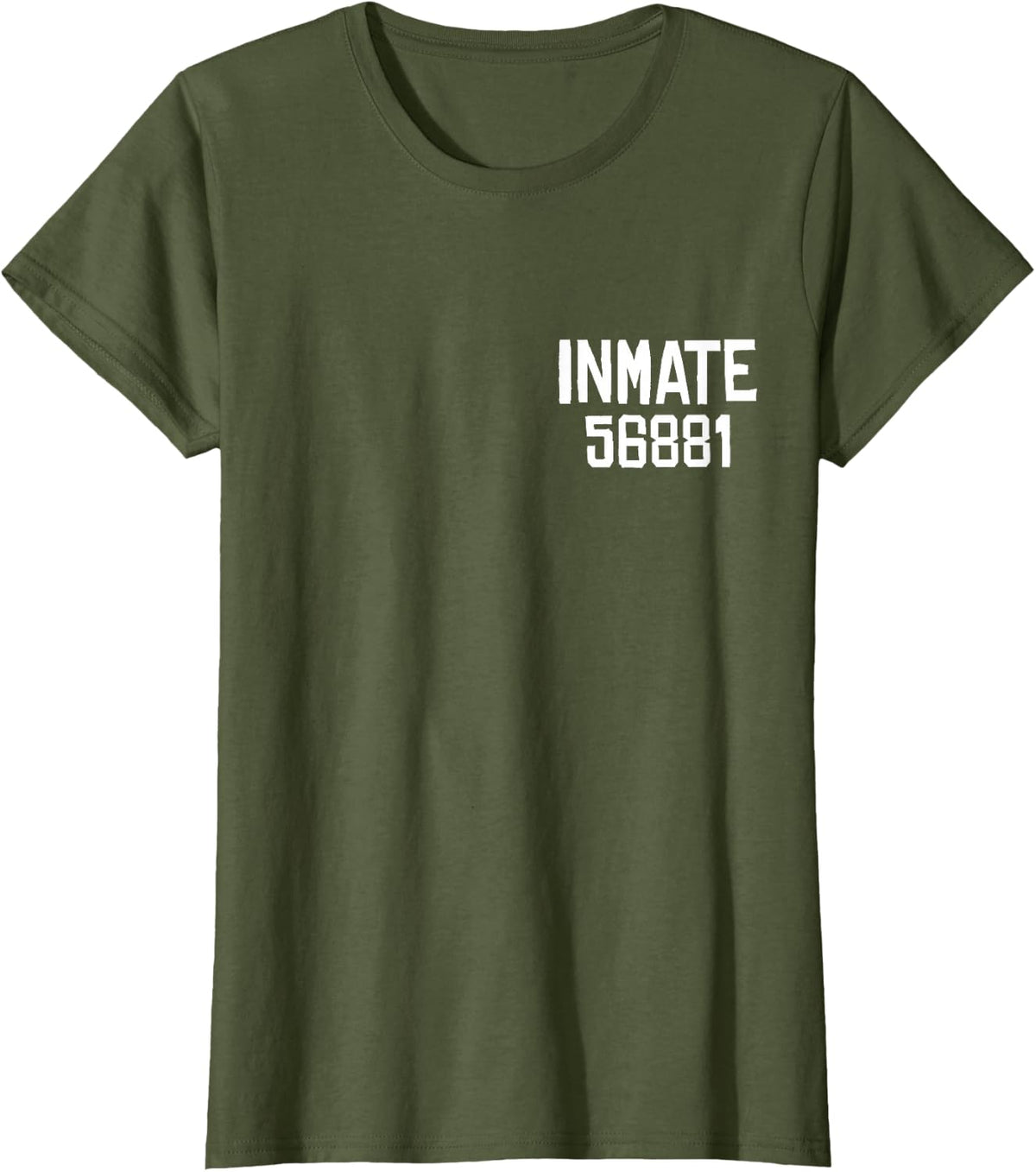 Jail Inmate Halloween Prisoner Costume (front and back) T-Shirt - Olive Green
