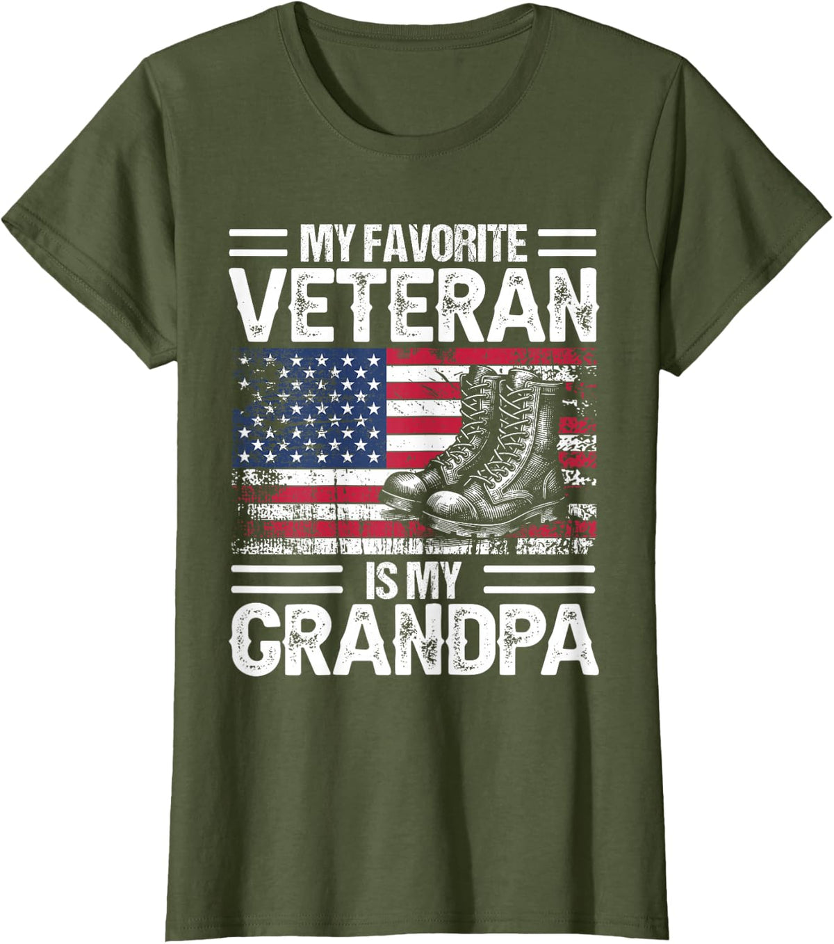 Veterans Day Military My Favorite Veteran Is My Grandpa T-Shirt - Olive Green