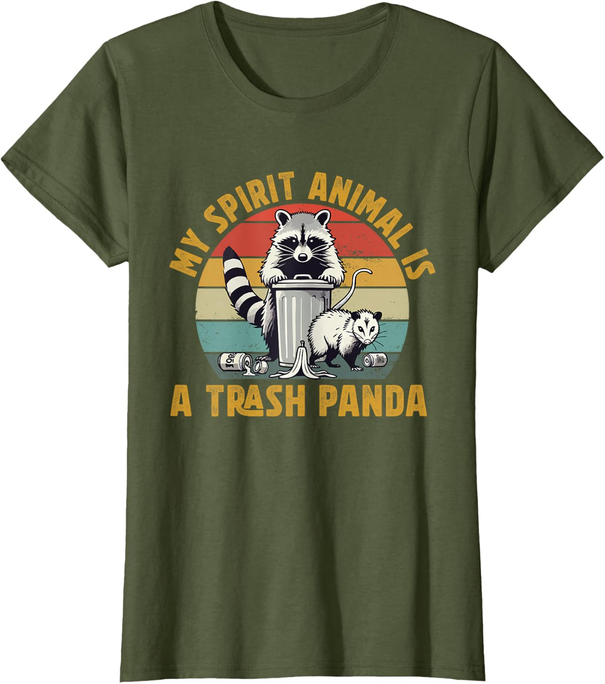 My Spirit Animal is a Trash Panda Raccoon Meme Lover T-Shirt - Olive Green