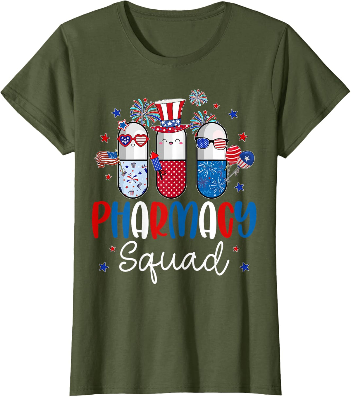 Pharmacy Squad - Funny Certified Pharmacist Easter Bunny T-Shirt - Olive Green