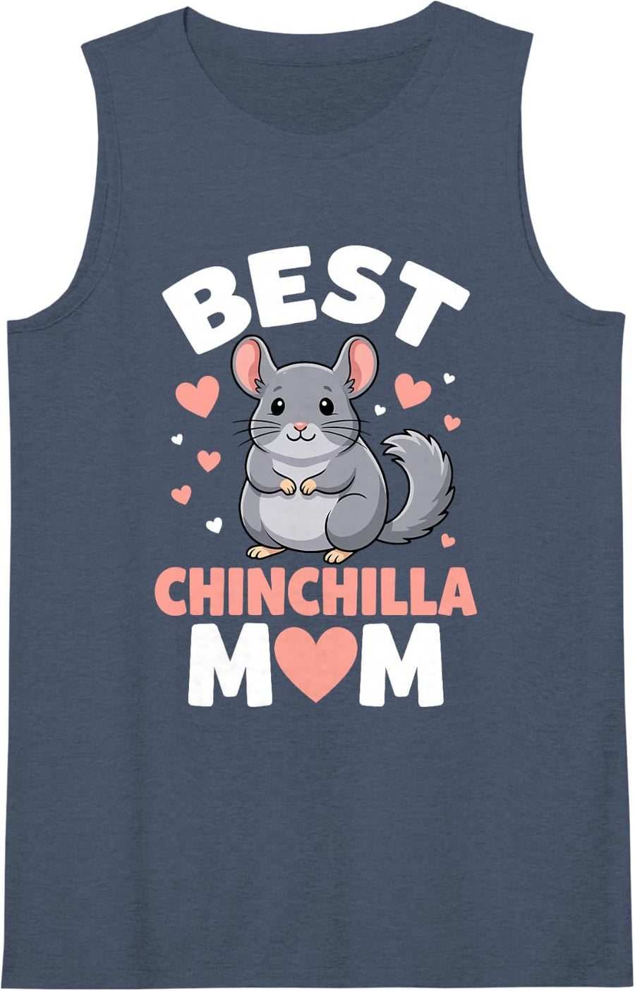 Women's Best Chinchilla Mom Cute Small Pet Rodent Lover Veterinarian Sleeveless Tank Top - Navy Blue