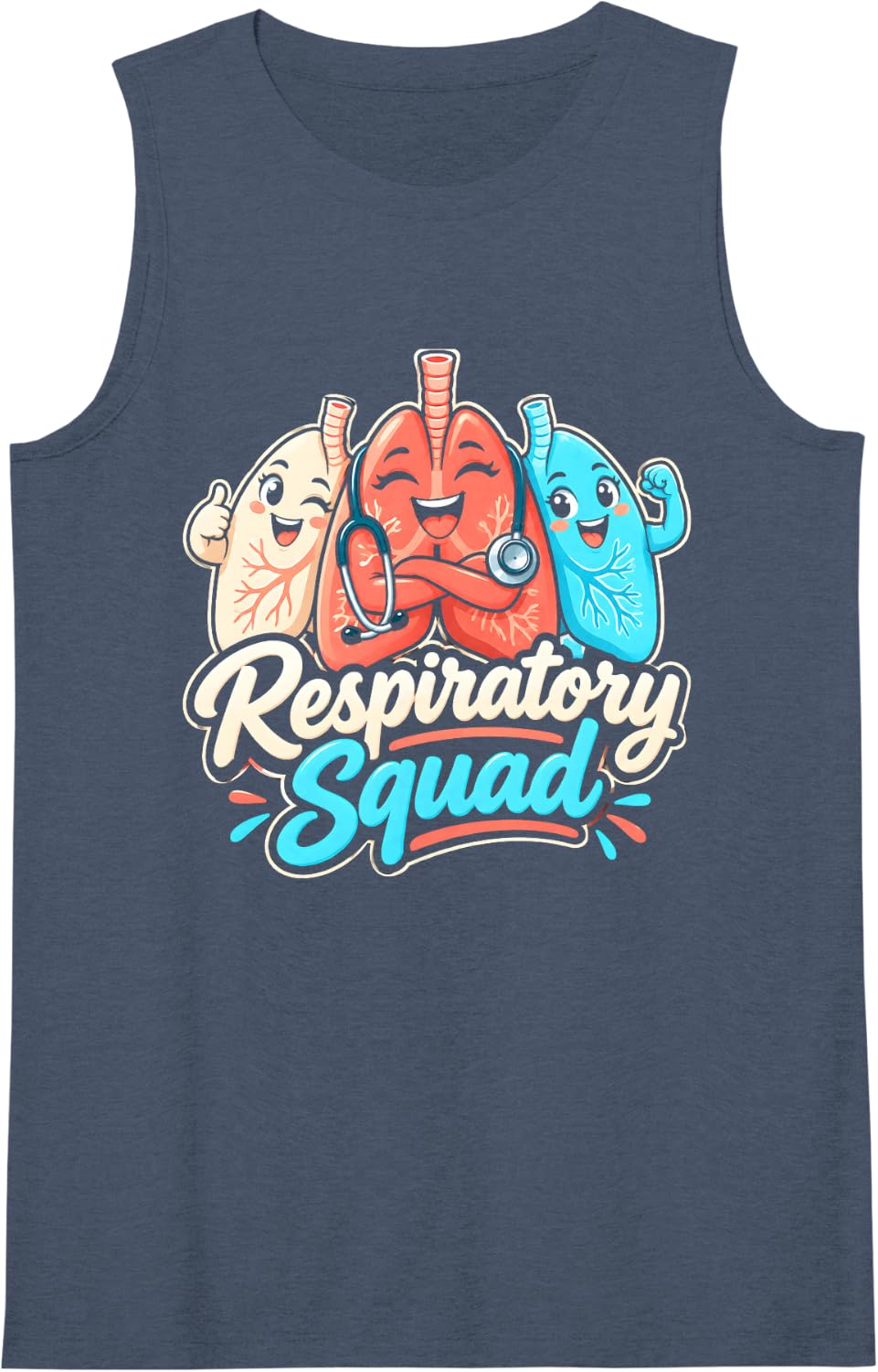 Women's Respiratory Squad Sleeveless Tank Top - Navy Blue