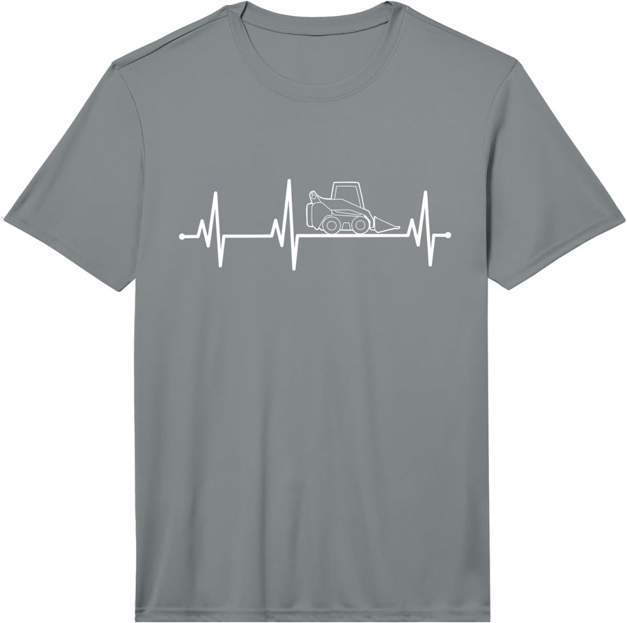 Mens Skid Steer Heartbeat Skid-Steer Skid Loader Performance T-Shirt - Slate Grey
