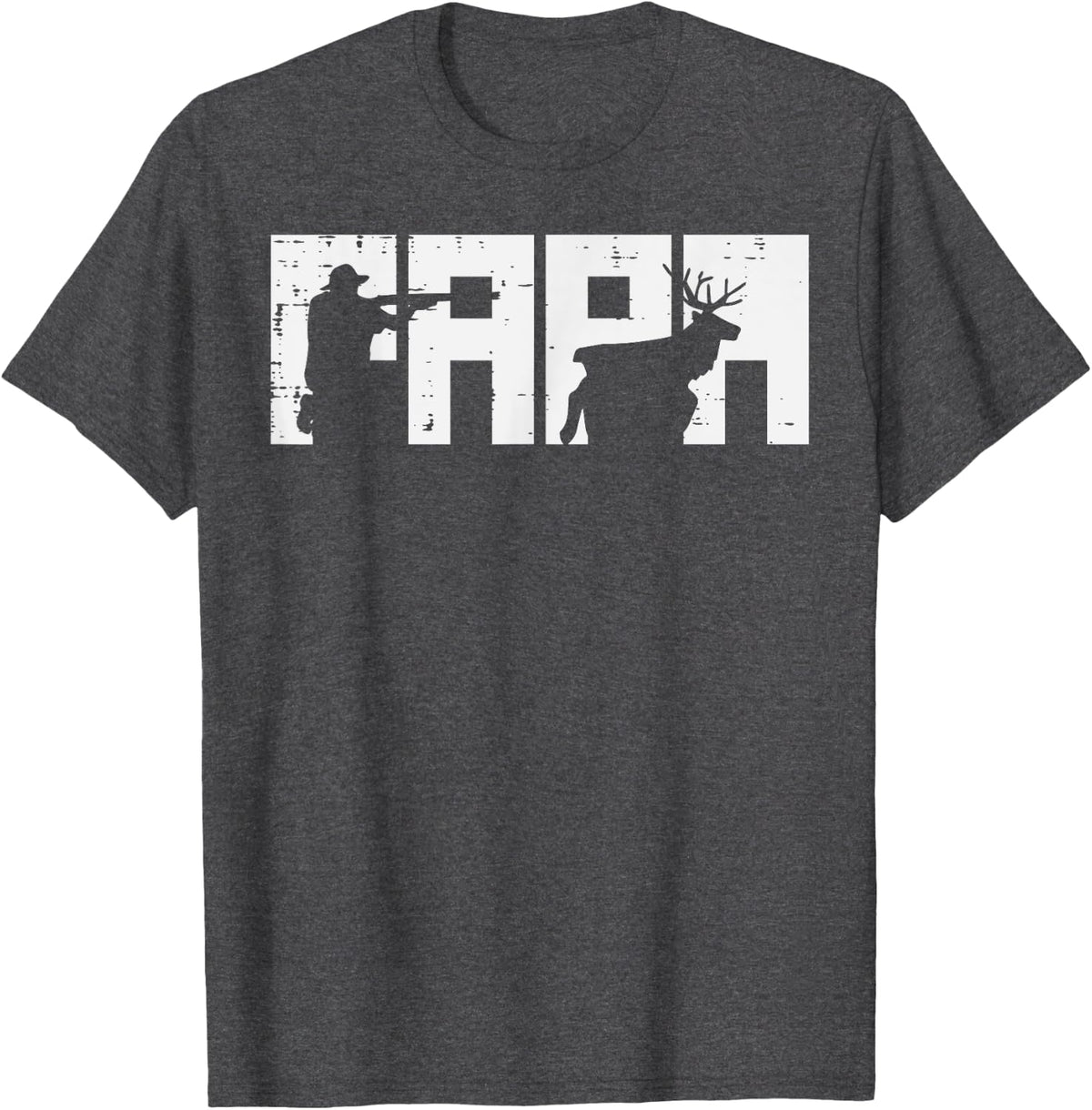 Papa Hunting Fathers Day Deer Hunter Dad Daddy Grandpa Men T-Shirt - Dark Heather Grey
