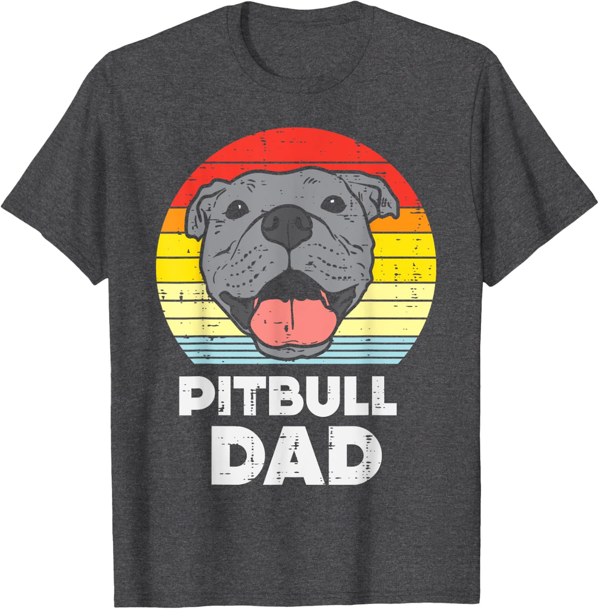 Pitbull Dad Sunset Retro Pittie Pitty Pet Dog Owner Men Gift T-Shirt - Dark Heather Grey