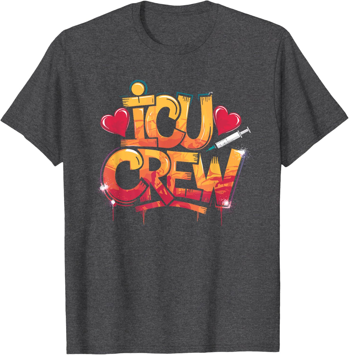 ICU Nurse Icu Crew, Intensive Care Unit ICU Nursing Squad T-Shirt - Dark Heather Grey