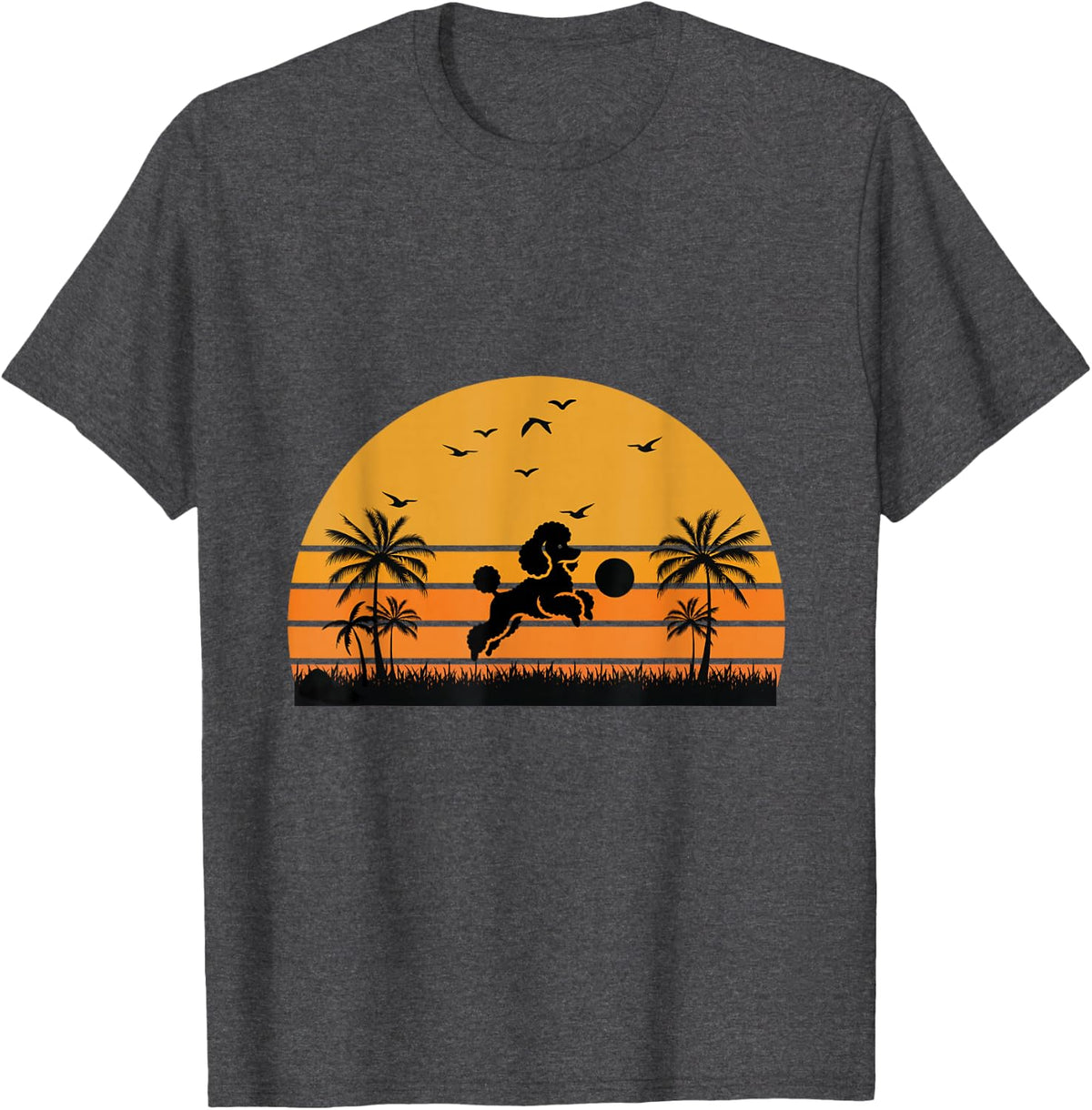 Poodle Dog Sunset Nature Lover T-Shirt - Dark Heather Grey