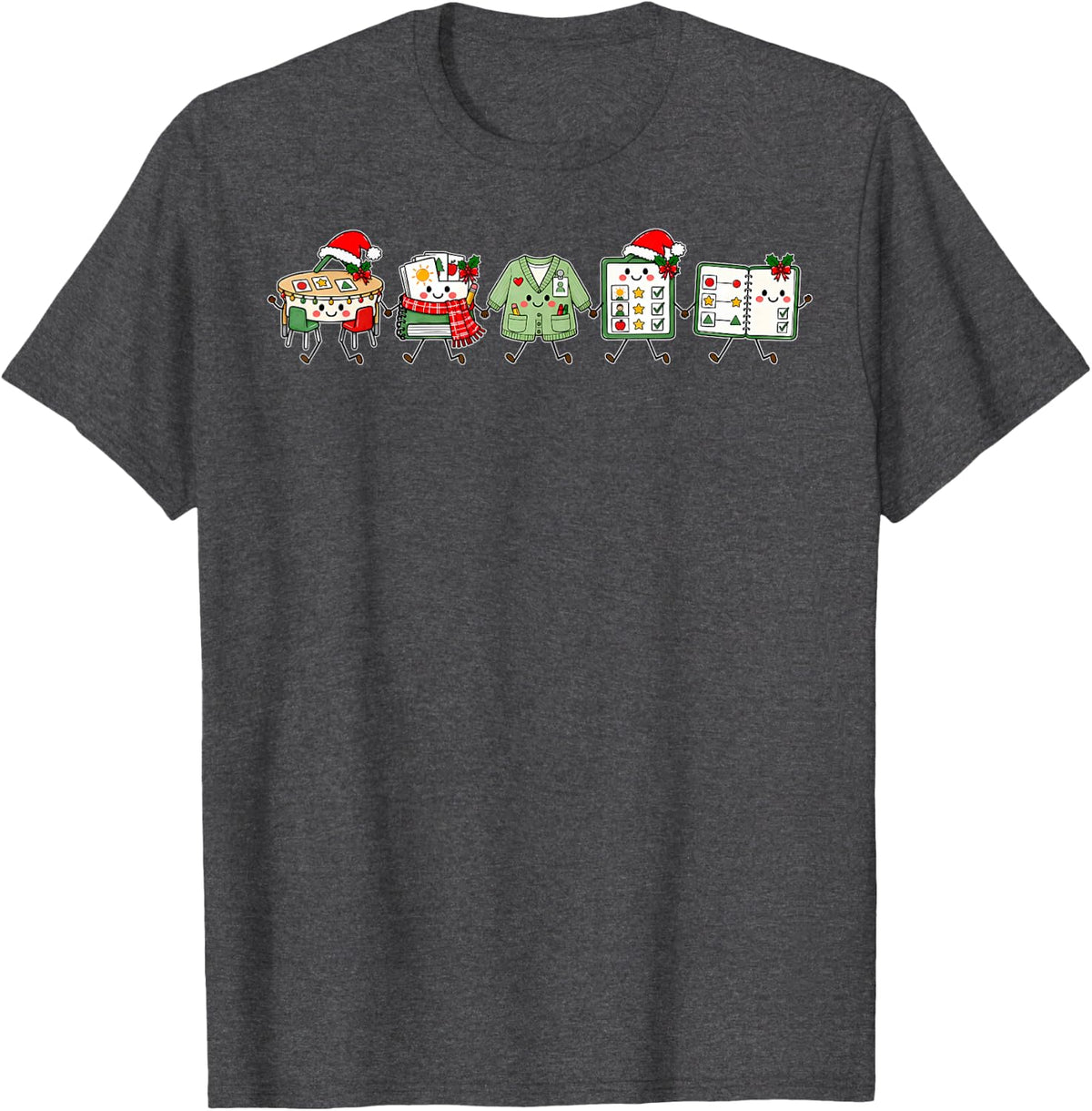 Christmas para Doodle Paraprofessional Sped Teacher Aide T-Shirt - Dark Heather Grey