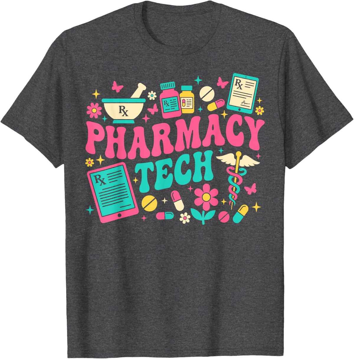 Healthcare Profession Pharmacy Medical Pharmacy Tech T-Shirt - Dark Heather Grey