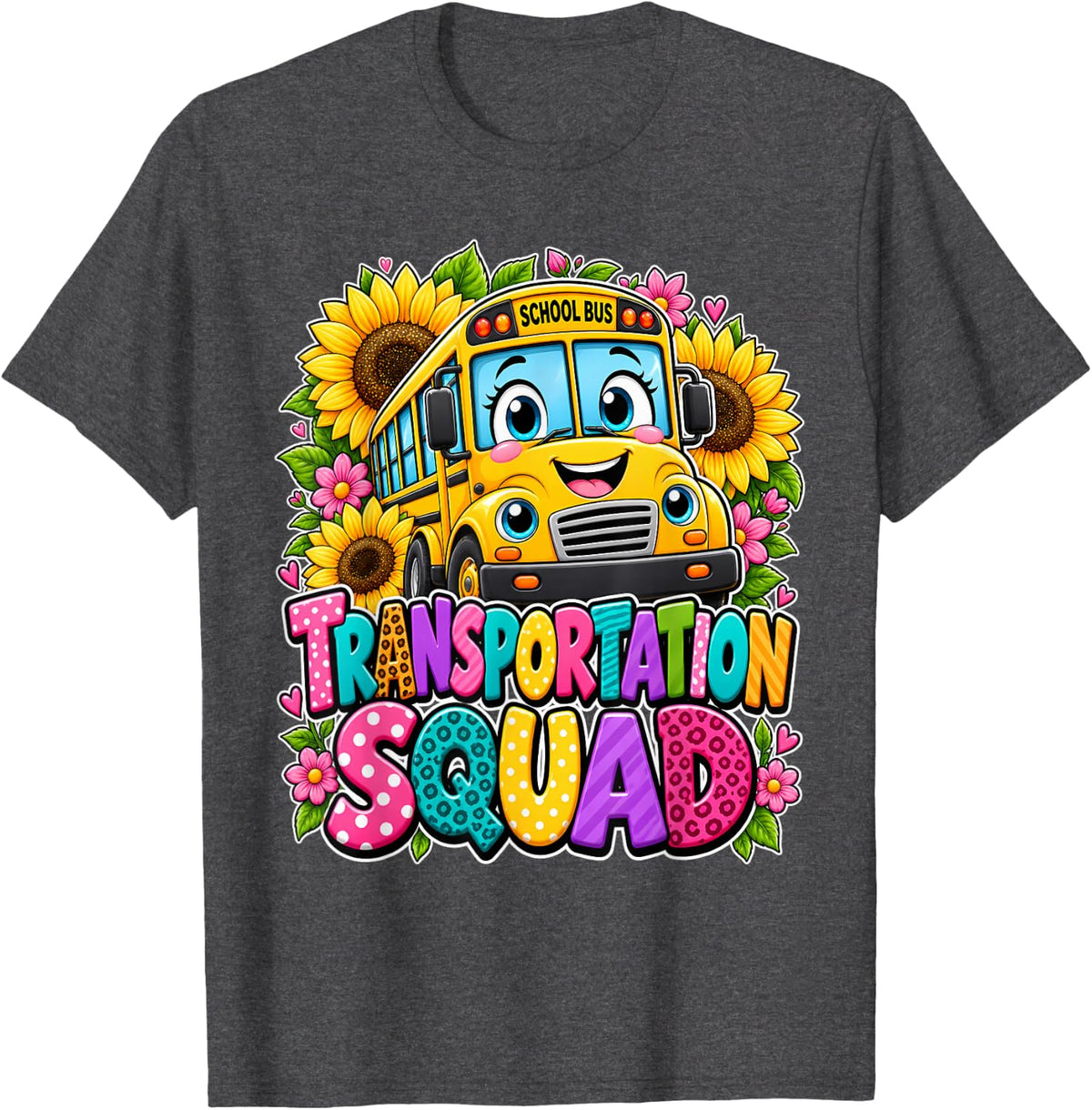 Transportation Squad Driving Bus Driver School Bus Lover T-Shirt - Dark Heather Grey