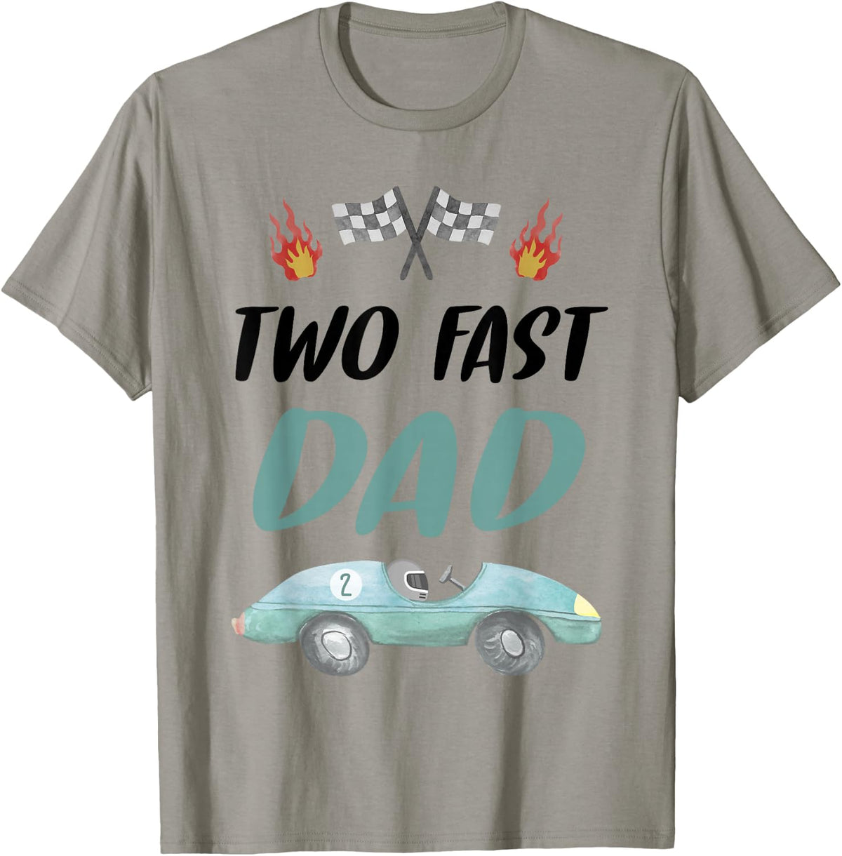 Dad Daddy 2nd Birthday Two Fast Race Car Second Bday Party T-Shirt - Slate Grey