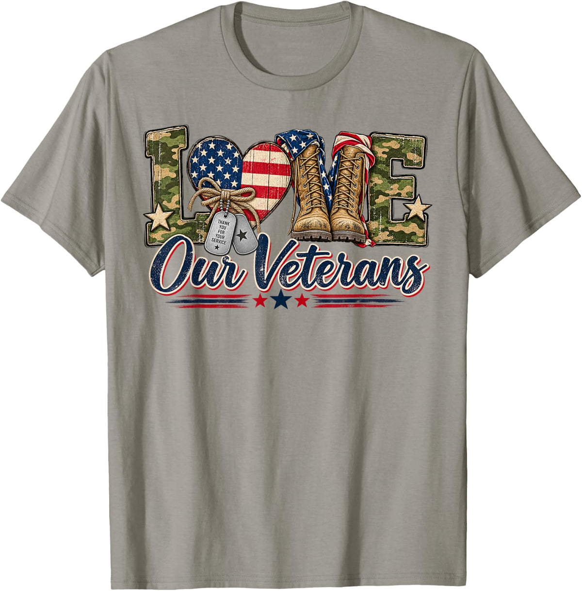 Love Our Veterans Patriotic Veteran of The United States T-Shirt - Slate Grey