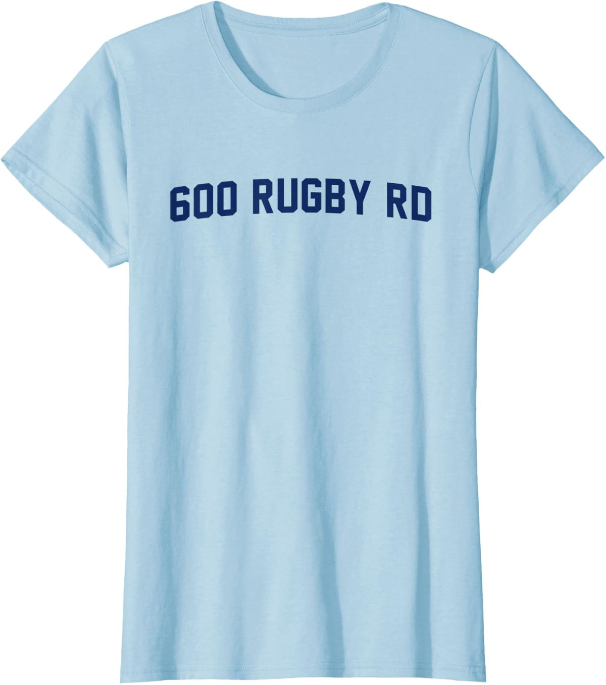600 Rugby Retro Dark Blue Lettering T-Shirt - Baby Blue