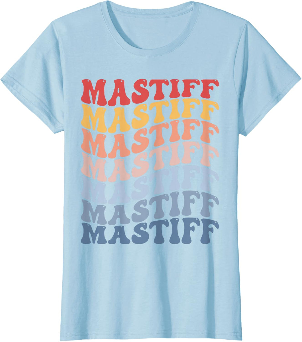 Mastiff Dog Groovy T-Shirt - Baby Blue