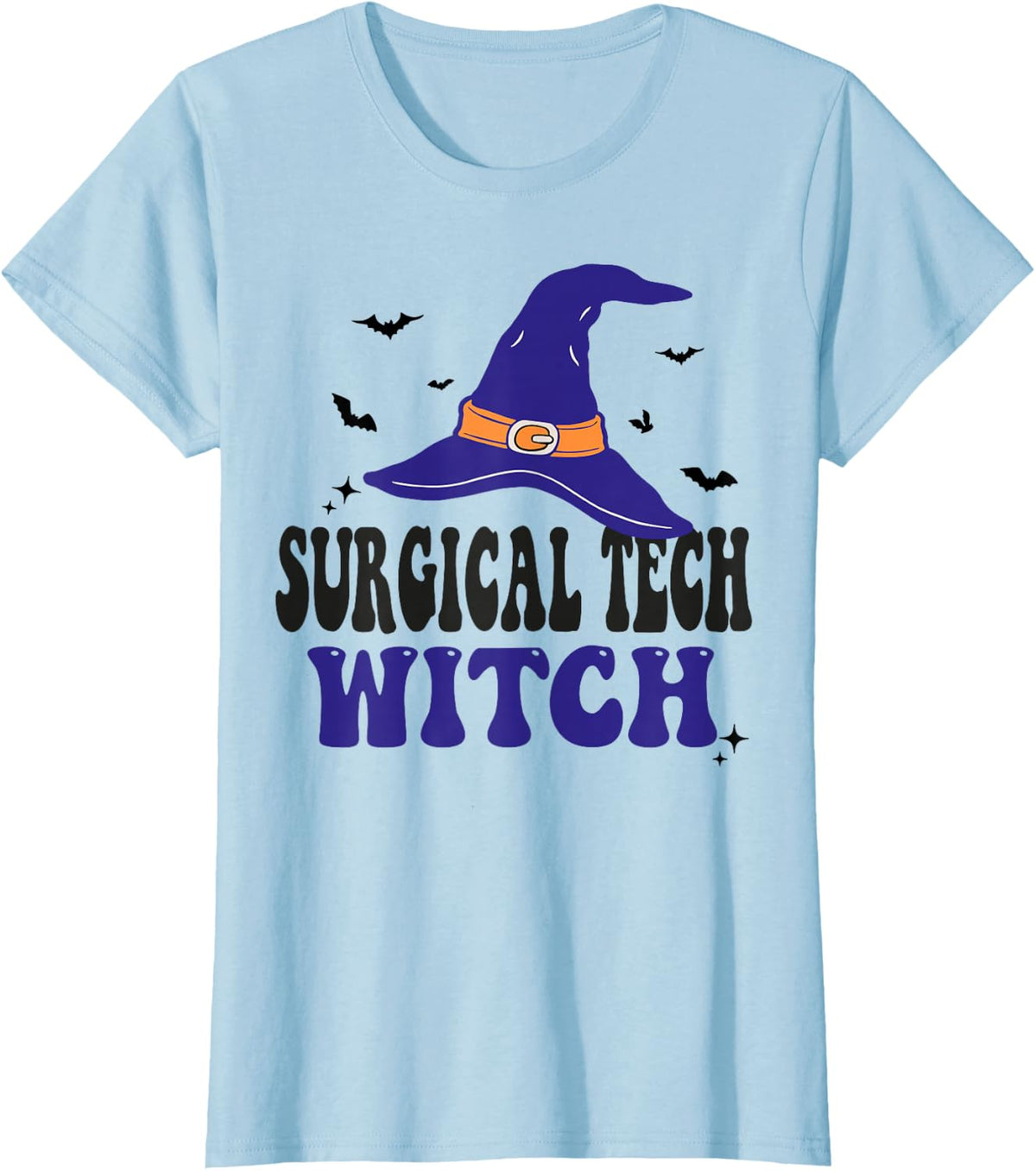 Surgical Tech Witch Halloween Funny Matching Group Costume T-Shirt - Baby Blue