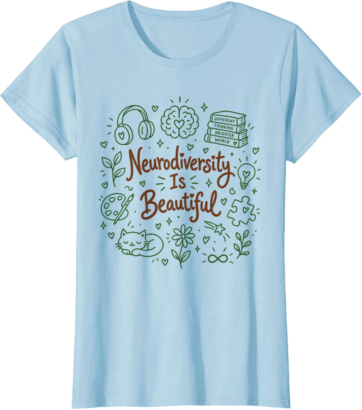 Neurodiversity is Beautiful Neurodivergent T-Shirt - Baby Blue