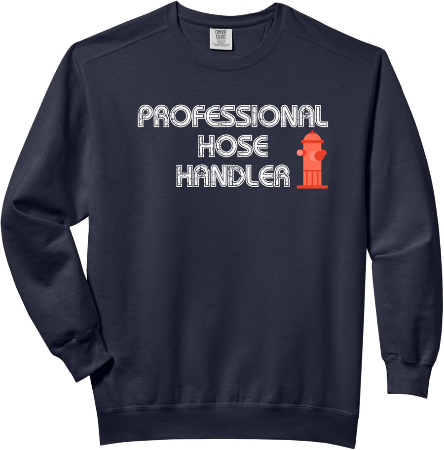 Professional Hose Handler Fireman Comfort Colors Adult Sweatshirt - Adult Unisex Navy