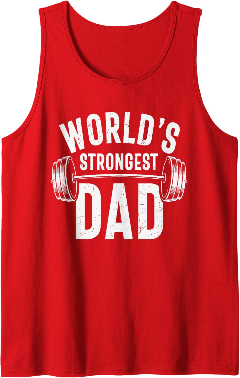 Mens World's Strongest Dad Workout Training Gym Dad Father's Day Tank Top - Red