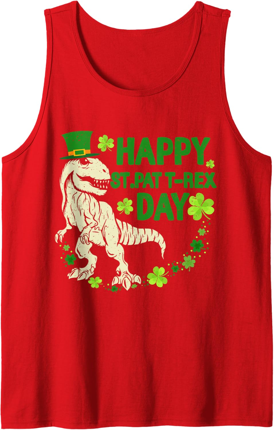 Happy St Pat T Rex Day Dinosaur St Patricks Day Boys Kid Sleeveless Tank Top - Red