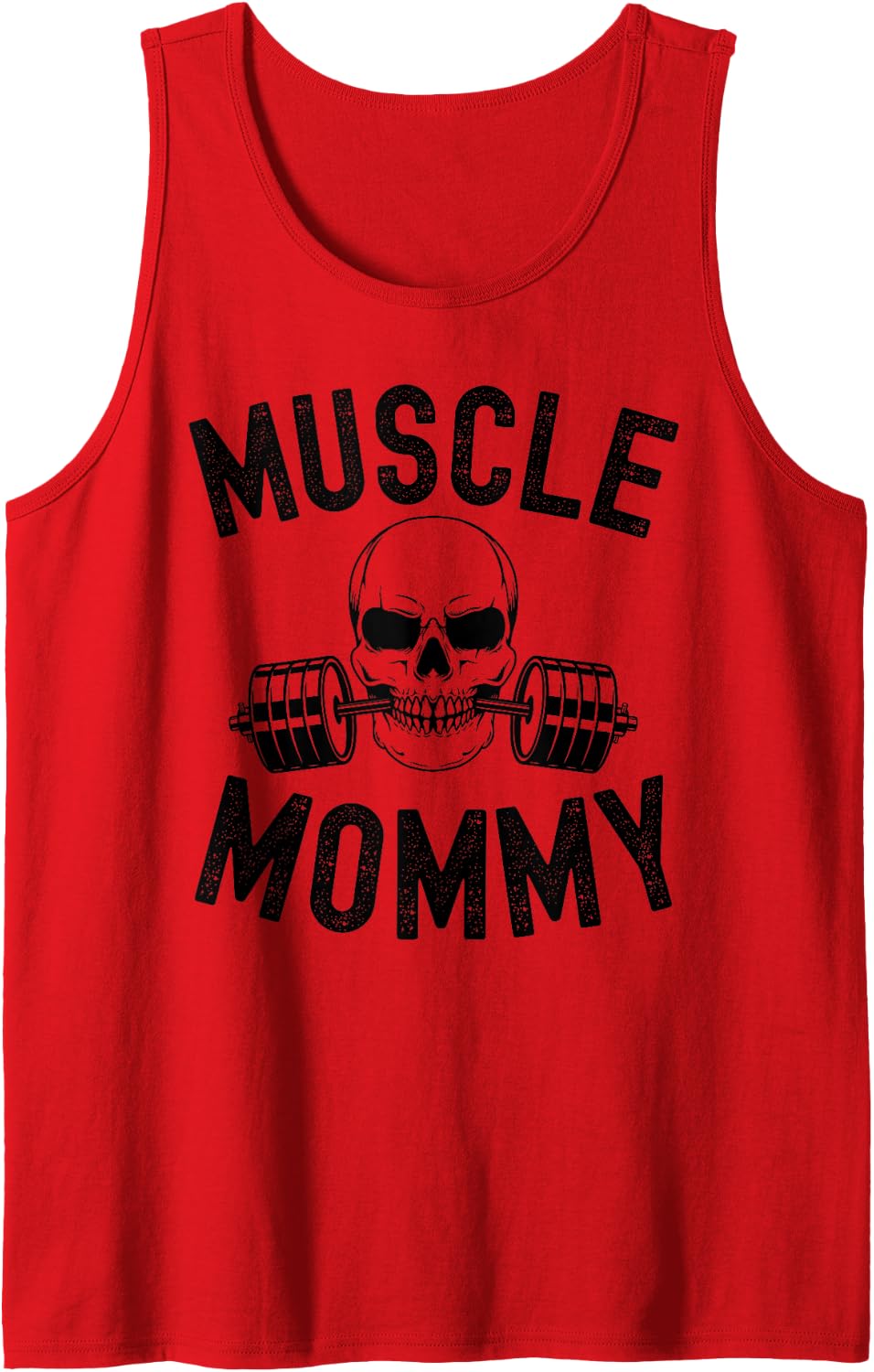 Muscle Mommy Weightlifting mom Cool Skull Gym Mother Workout Tank Top - Red