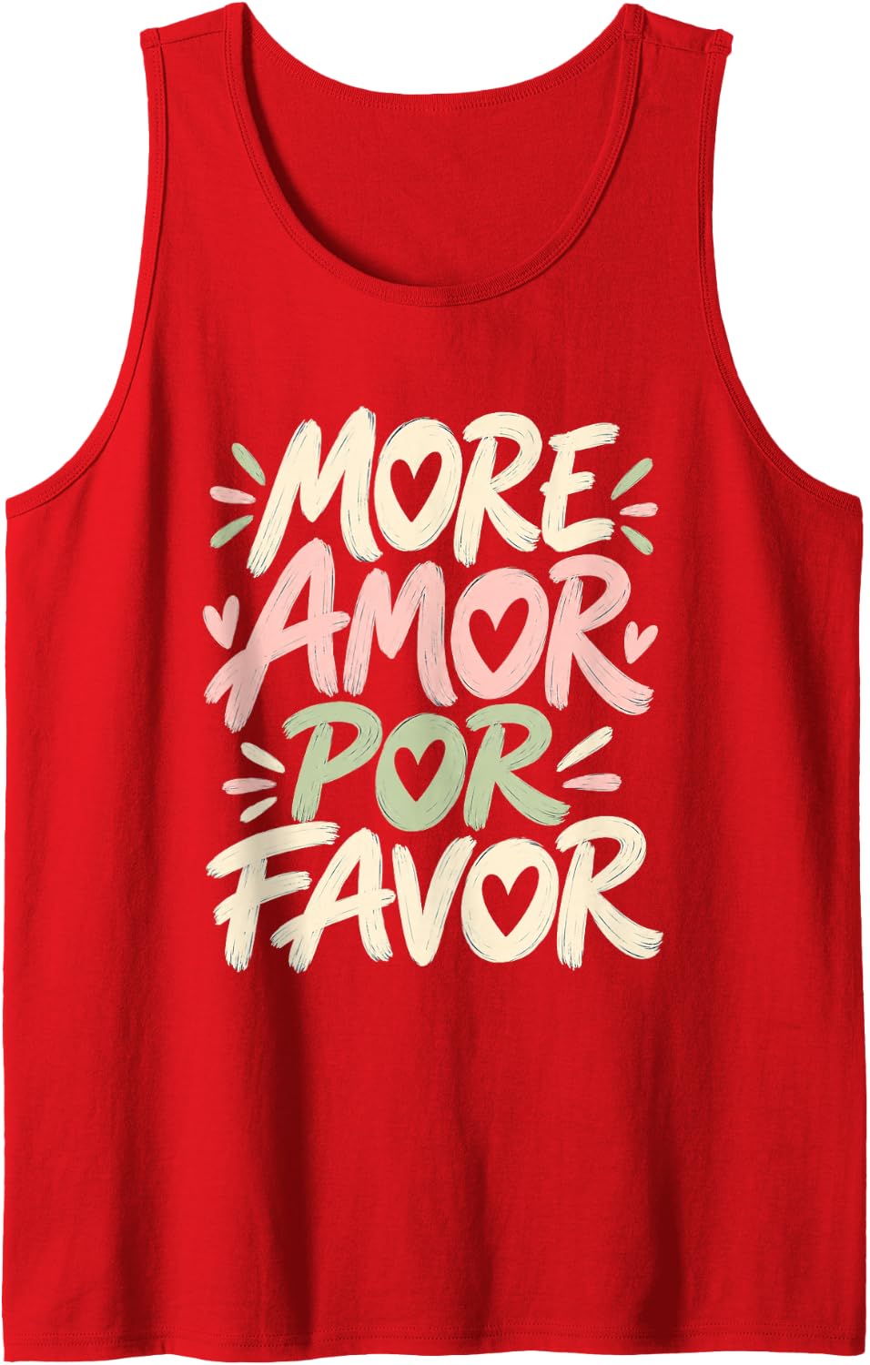 More Amor Por Favor Spanish Love Quote Sleeveless Tank Top - Red
