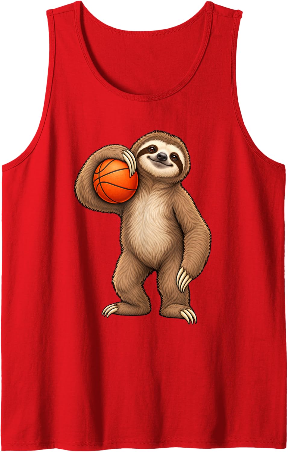 Funny Sloth Basketball Sleeveless Tank Top - Red