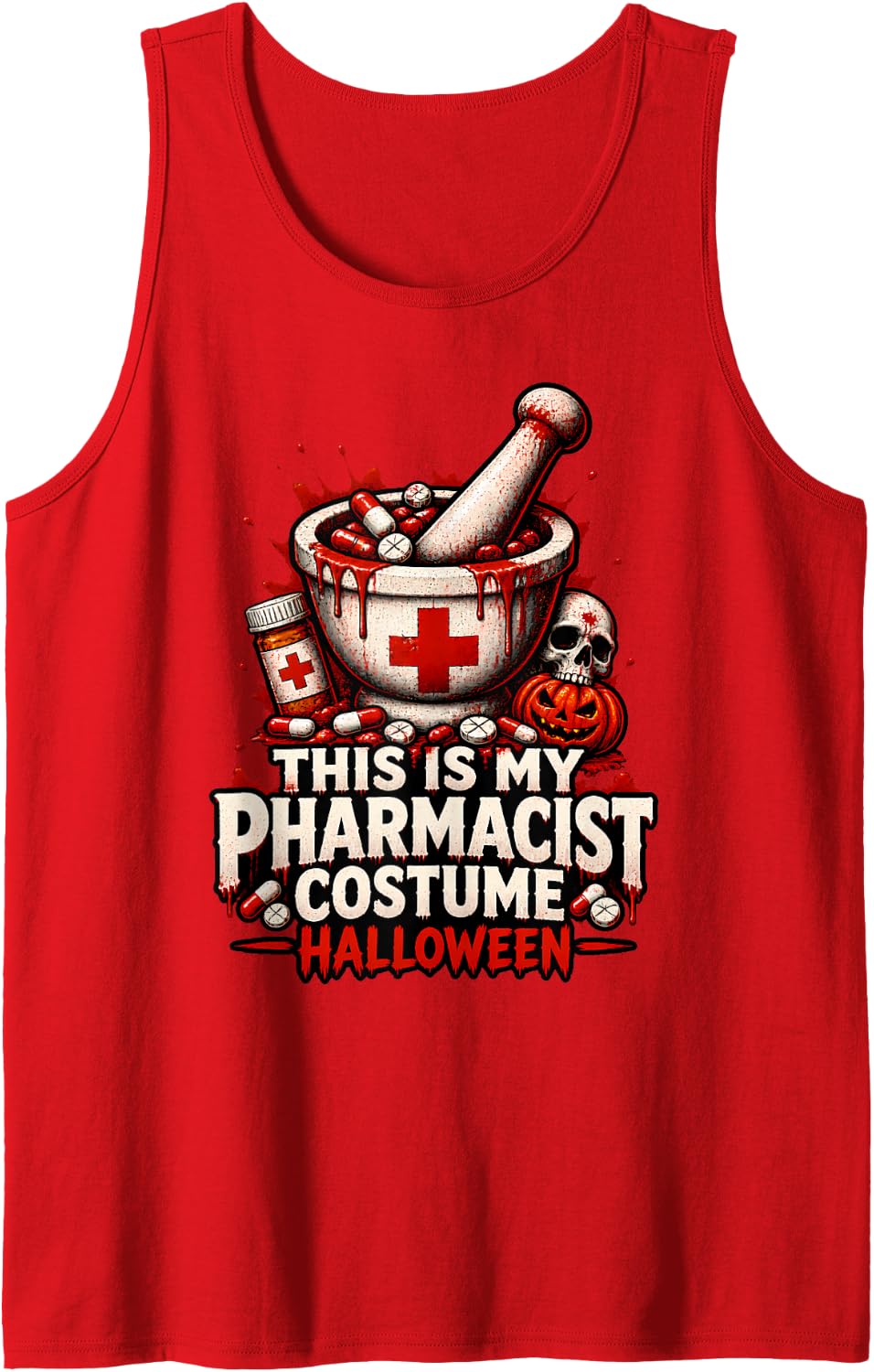 This is My Pharmacist Costume Halloween Pharmacist Costume Sleeveless Tank Top - Red