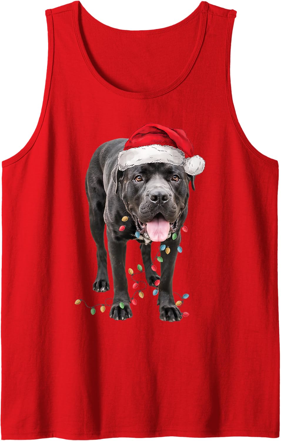 Cute Cane Corso Santa Hat Dog Mom Dad Christmas Men Women Sleeveless Tank Top - Red