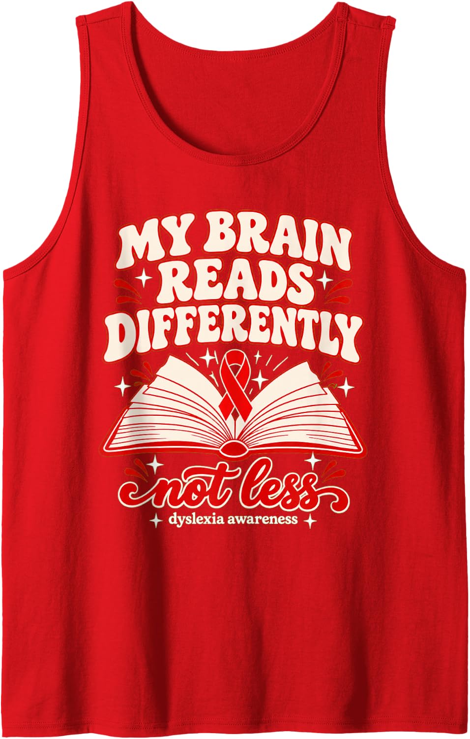 Dyslexia Awareness Neurodiversity Reader Graphic Sleeveless Tank Top - Red