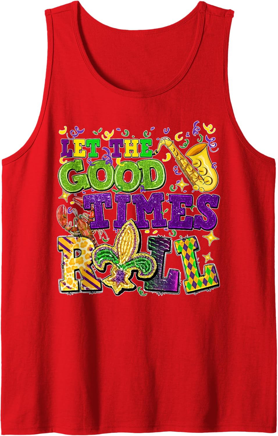 Let The Good Times Roll Mardi Gras Parade Carnival Costume Tank Top - Red