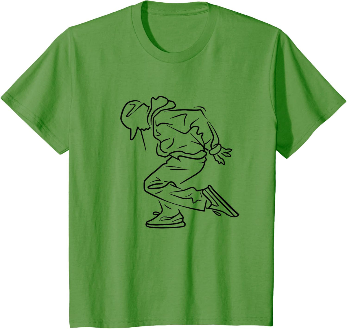 Breakdancer Line Art Dancing T-Shirt - Grass Green