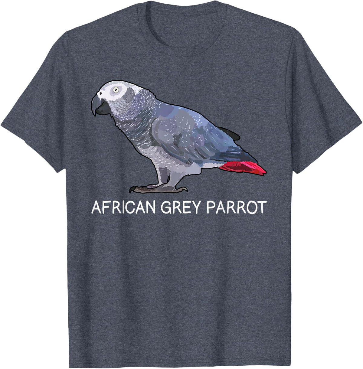 African Grey Parrot Bird Lover T-Shirt - Heather Blue