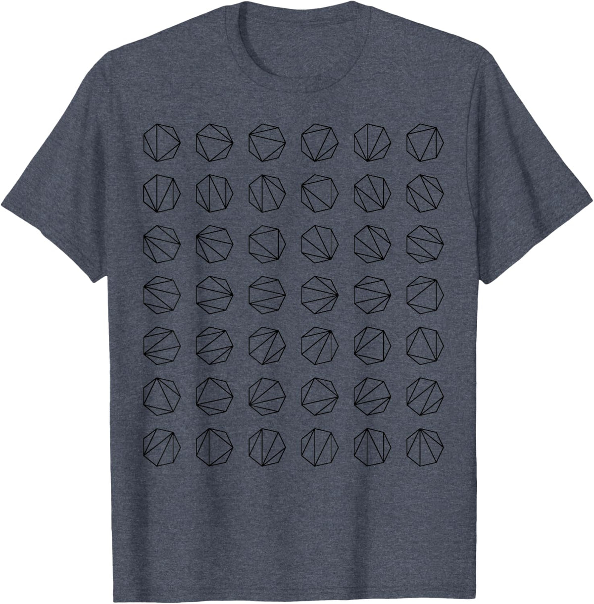 Nerdy Heptagon Triangulation Geometry Math Teacher Geeky Bk Men Women Kids T-Shirt - Heather Blue