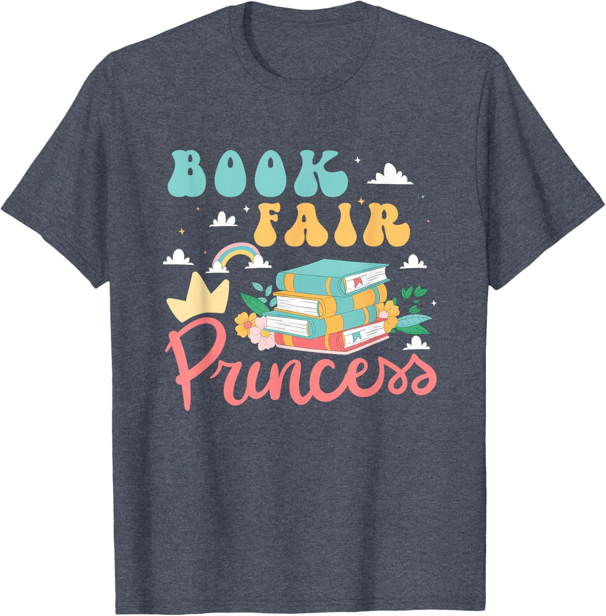 Reading Library Reader Book Fair Princess T-Shirt - Heather Blue