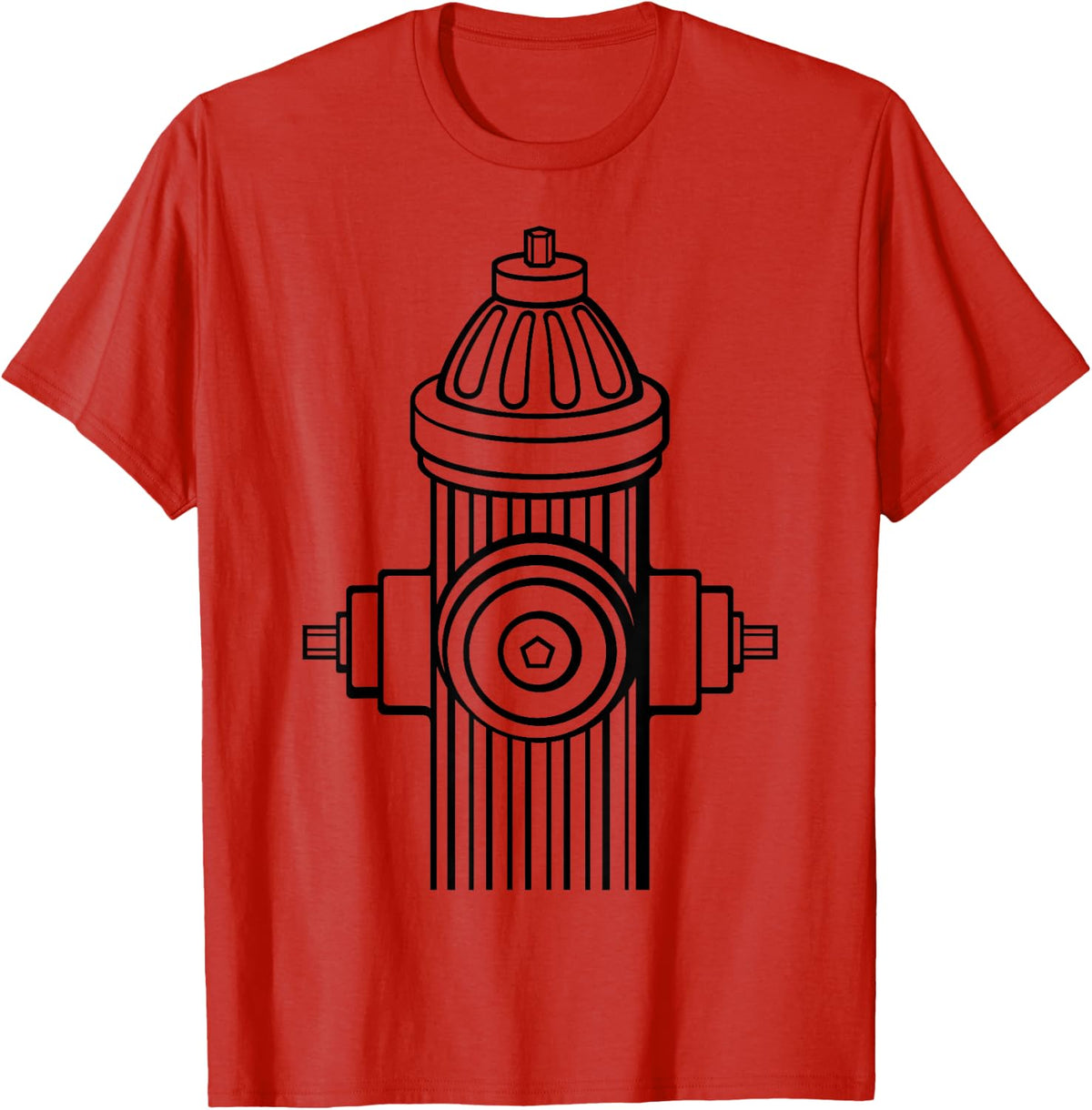 Fire Hydrant - Lazy Halloween Costume Firefighter Fireman T-Shirt - Red