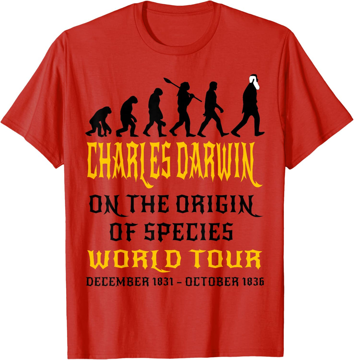 Charles Darwin Origin Species World Tour Evolve Biology Geek T-Shirt - Red
