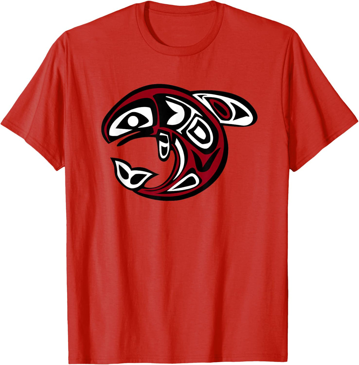 Orca Killer Whale Pacific Northwest Native American Indian T-Shirt - Red