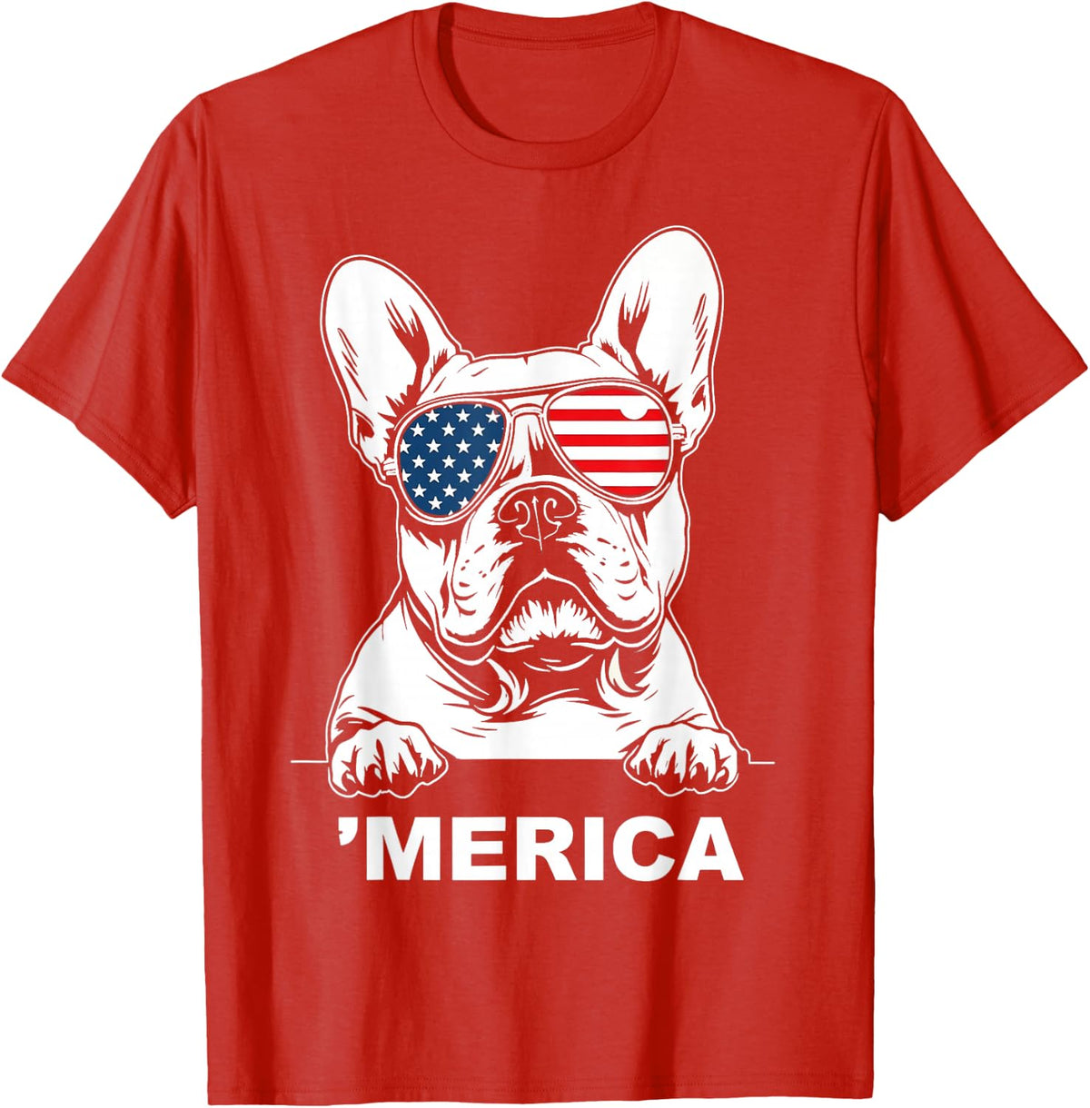 American Flag Merica French Bulldog 4th Of July kids women T-Shirt - Red