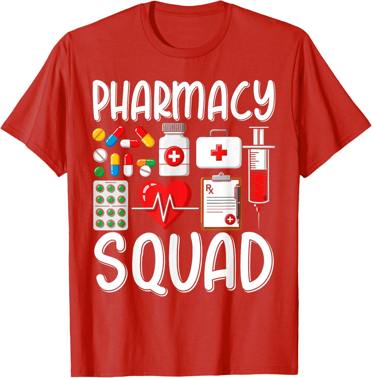 Pharmacy Squad Tshirt Technician Pharmacist Crew Student T-Shirt - Red