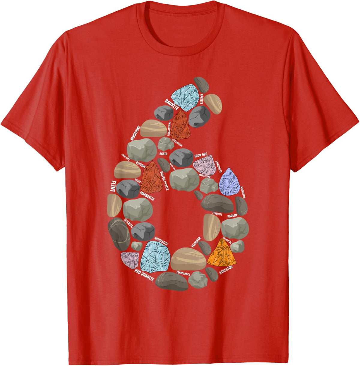 Geology Rocks 6 Years Old 6th Birthday Rock Collecting T-Shirt - Red